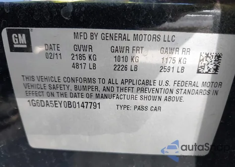 2011 Cadillac Cts Standard from USA, damaged, VIN 1G6DA5EY0B0147791